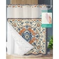 thumbnail image 2 of No Hook Shower Curtains with Snap in Liner, Orange Blue Ethnic Rustic Waterproof Fabric Shower Curtain, Boho Southwestern Heritage Double Layers & See-Through Top Window Bathroom Curtains 72''x72'', 2 of 6