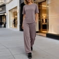 thumbnail image 6 of Cutuoiiu Women Comfortable Oversized T Shirt and High Waist Wide Leg Pants Set Everyday Wear Casual Two Piece Gifts, 6 of 8