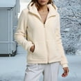 thumbnail image 6 of Winter Warm Women Fleece Hooded Sweatshirt Lightweight Full Zip Long Sleeve Fuzzy Jackets with Large Front Pockets, 6 of 9