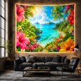thumbnail image 6 of Vibrant Tropical Bay with Hibiscus and Lush Foliage, Serene Coastal Style for Beach Lovers, Nature Inspired Art Decor, Housewarming Gift, Tapestry Wall Hanging for Living Room and Bedroom, 6 of 7