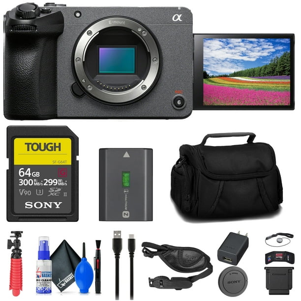 Sony FX30 Digital Cinema Camera (ILME-FX30B) + 64GB SF-G Tough Card + Bag +  Flex Tripod + Hand Strap + Memory Wallet + Cap Keeper + Cleaning Kit 