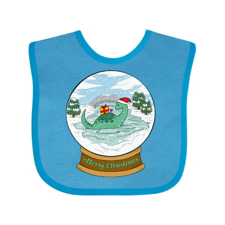 

Inktastic Merry Christmas Nessie Snowglobe Boys or Girls Baby Bib
