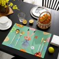 thumbnail image 3 of Spring Easter Placemats Set of 4, Bunny Colorful Eggs Floral Green Placemats for Dining Table, Place Mats for Kitchen Tabletop, Waterproof Wipeable Dining Table Mats Set, 3 of 9