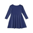 thumbnail image 4 of Abcomgle Girl's Fall Casual Dress Casual A-Line Long Sleeve Tshirt Dress Solid Crew Neck Girls Skater Dress Swing Basic Dresses for 4-14t Kids 11-12 Years,Dark Blue, 4 of 5