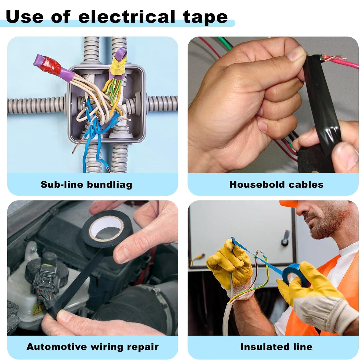 10Pcs Colored Electrical Tape - electrical insulation tape 30 ft, waterproof, environmentally friendly, flame retardant, strong adhesion, 600V withstand voltage, color marking circuit