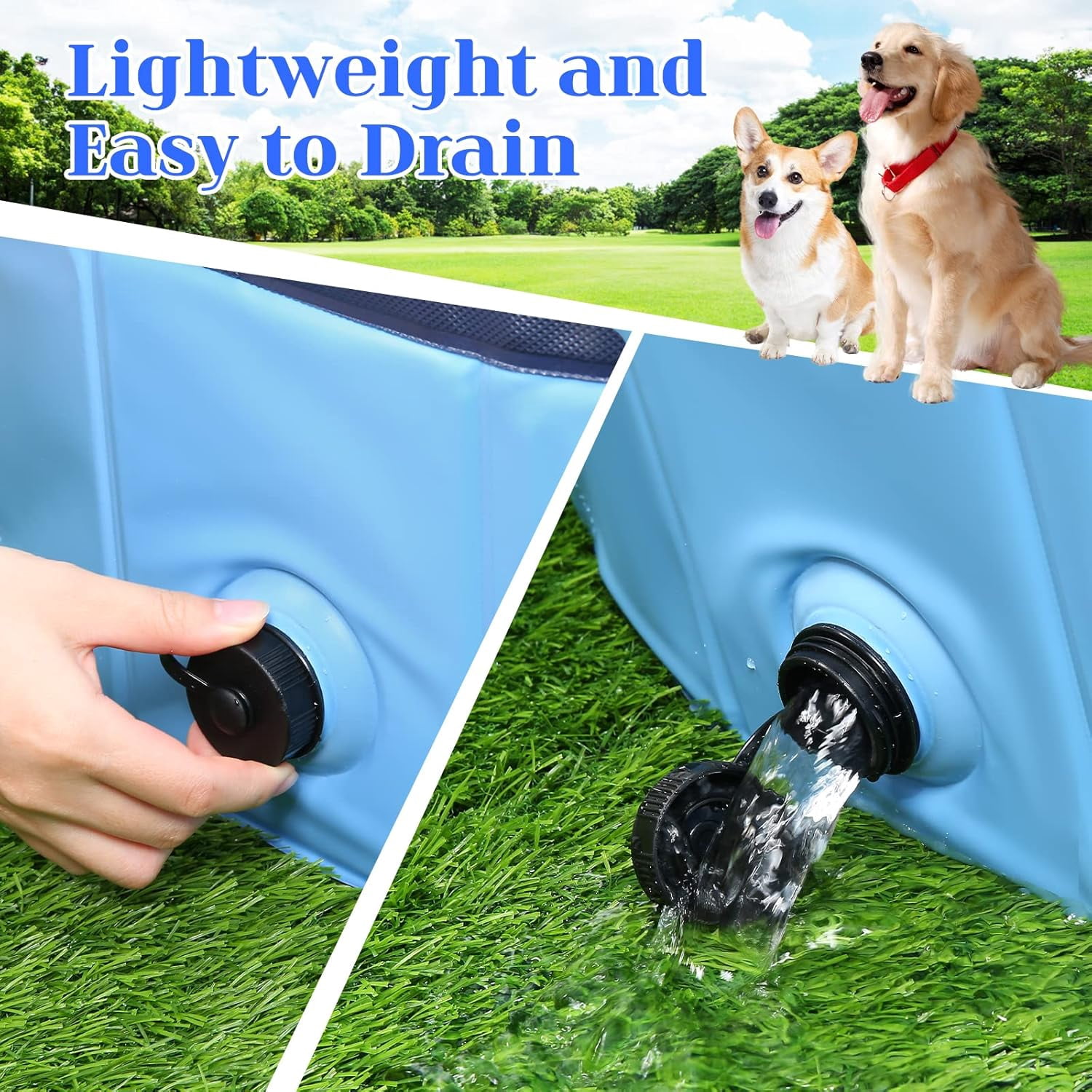 Foldable Dog Pool, Portable Collapsible Pet Bath Tub for Small/Medium Dogs, Cats & Kids, Kiddie Pool, 32x8 Inch Blue