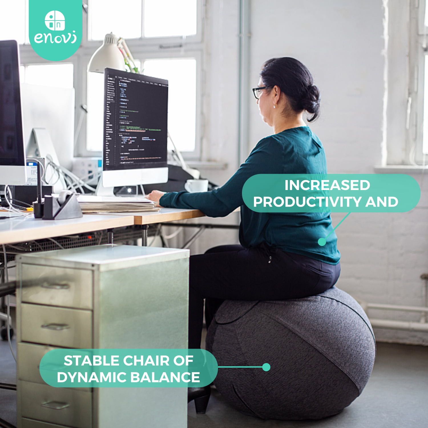 Enovi Probalance Ball Chair, Yoga Ball Chair Exercise Ball Chair With  Slipcover And Base For Home Office Desk, Birthing Pregnan