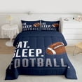 thumbnail image 2 of Rugby Comforter American Football Sports Bedding Set Women Men Blue Eat Sleep Football Comforter Set Ball Games Room Decor Twin Size Quilt Set 2Pcs, 2 of 7