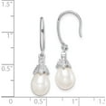 thumbnail image 4 of Sterling Silver Rhodium-Plated 7-8mm Rice Fwc Pearl Cz Dangle Earrings Made In China qe15378, 4 of 5