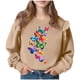 thumbnail image 2 of Vestido de verano para niña con estampado de flores de Pascua, manga corta, bolsillos con volantes y cuello redondo, top de poliéster, 2 of 5