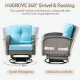 thumbnail image 4 of Segmart 3pcs Patio Furniture Set, Rattan Wicker Outdoor Rocking Chair with Coffee Table, Porch Deck Swivel Furniture with Cushions, for Deck Balcony, 4 of 8