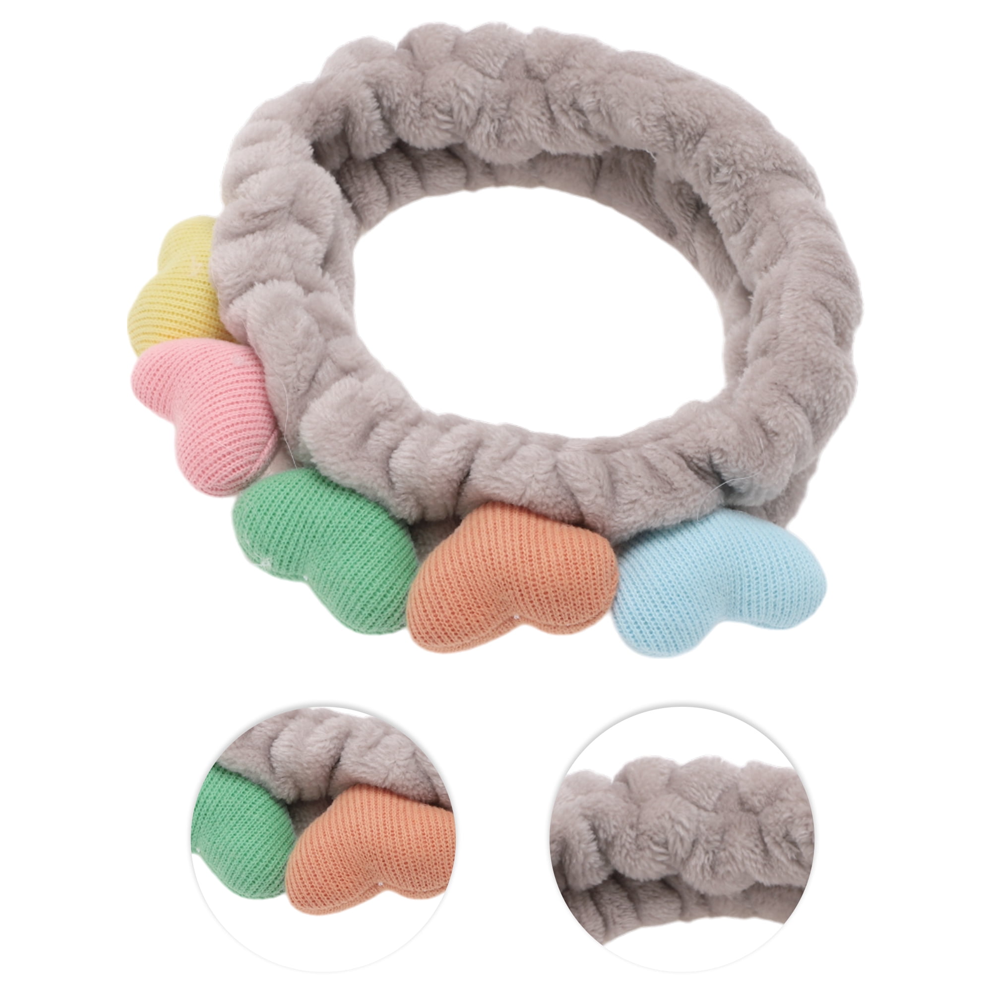 Unique Bargains Fashion Cute Plush Heart-shaped Headwrap for Women 7.87"x2.36" Dark Gray