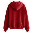 thumbnail image 5 of Domzest Womens Velour Zip Up Hoodies Oversized Full Zipper Long Sleeve Sweatshirts Fall Winter Casual Comfy Track Jackets with Pokets Red XXL, 5 of 6