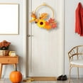 thumbnail image 4 of Yoziaaoa 5 Pcs Vibrant Artificial Floral Wreath Arrangement with Autumn Sunflower and Maple Leaf Design, Sturdy Metal Frame for Year-Round Wall Display(Yellow), 4 of 6
