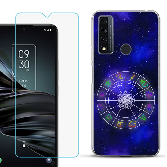 Slim-Fit Fashion Phone Case for TCL 20 XE, with Tempered Glass Screen Protector, by OneToughShield ® - Zodiac / Horoscope