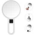 thumbnail image 1 of 5X Magnifying Double Sided Mirror Makeup Mirror Hand Held Mirror with Folding Handle (White), 1 of 5