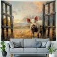 thumbnail image 4 of BCIIG Pig Gate Field Tapestry Wall Hanging Unique Style Graphic Tapestries Home Wall Decor Art for Living Room Bedroom Apartment Farmhouse Dorm 50x40inch, 4 of 6