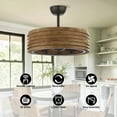 thumbnail image 4 of Parrot Uncle Farmhouse 24" Drum Bladeless Ceiling Fan with Lights and Remote, Brown Chandelier Ceiling Fan for Dining Room, 4 of 10
