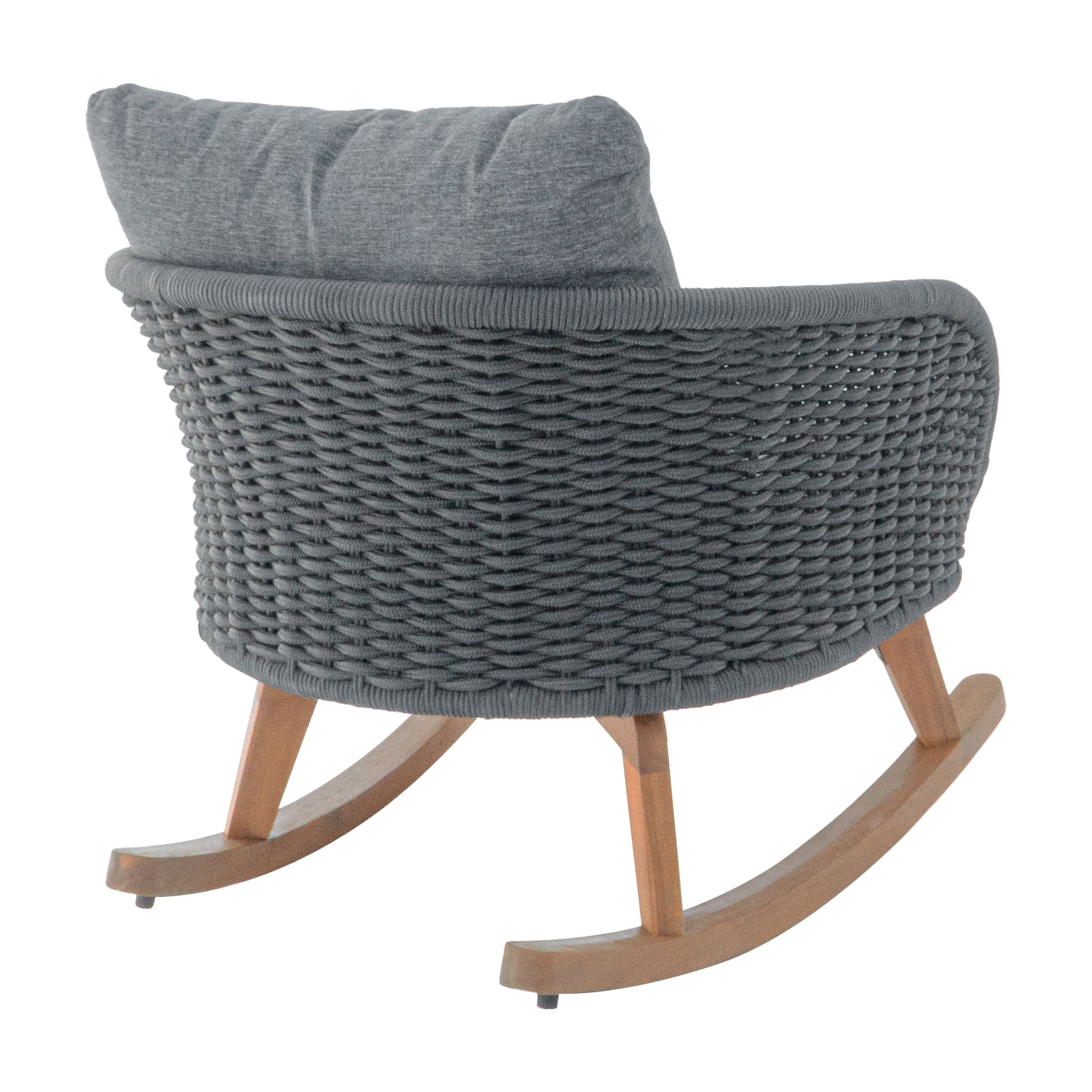Euroco Modern Wicker Rocking Chair with Cushions, PE Rattan Rocker with Wooden Frame for Indoor & Outdoor Use
