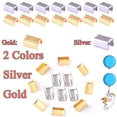thumbnail image 3 of End Fasteners Crimp Silver/Gold Ends Fold Over Crimp Ribbon Caps End Clip End Clamps Cord Rope Clip Leather Key Fob Hardware Jewelry Findings 200pcs 7mm, 3 of 8