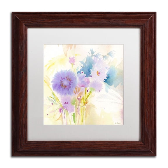 Trademark Fine Art "Mixed Blue Bouquet" Canvas Art by Sheila Golden, White Matte, Wood Frame