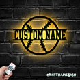 thumbnail image 3 of Craftnamesign Custom Softball Metal Wall Art Led Light, Custom Baseball Player Name Sign, 3 of 5