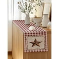 thumbnail image 5 of Table Runner 72 Inches Long for Kitchen Dining, Western Texas Star Retro Dresser Scarf Farmhouse, Dining Table Decorations for Wedding/Parties, Rustic Vintage Farm Red Beige Plaid 16 x 72 In, 5 of 8