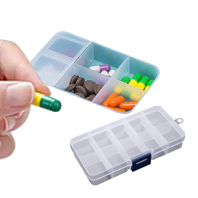 5pcs Grid Box Pills Jewelry Storage Case PP Plastic Rhinestones Tablets  Organizer Container 