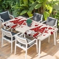 thumbnail image 2 of Valentine's Day Table Cloths for 3 Foot Rectangle Tables, Farmhouse Red Gnomes Love Balloons Patio Waterproof Elastic Fitted Tablecloths, Washable Rectangular Table Cover for Camping, 2 of 8
