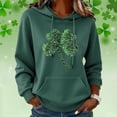 thumbnail image 2 of Chandails à Capuchon pour Femmes de la Saint-Patrick 2026 à Manches Longues avec Graphique de Trèfle et Poches, 2 of 5