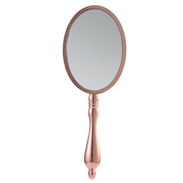 FELTECHELECTR Espejo con asa retro para mujer, espejo de maquillaje portátil para niña, espejo de mano, regalo para mujer