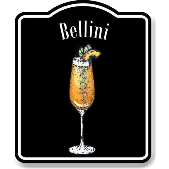 Bellini Cocktail Bar Sign BLACK Aluminum Composite Sign, 8.5"x10"