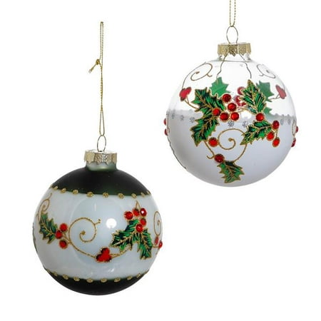 UPC 086131601514 product image for Kurt Adler GG0975 80 mm Holly Leaves & Berries Glass Ball Ornaments - 6 Piece | upcitemdb.com