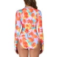 thumbnail image 5 of RELLECIGA Women's Rash Guard Long Sleeve Women Tummy Control Zipper One Piece Swimsuit Sexy Monokini Floral Bathing Suits Size S, 5 of 6