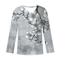 thumbnail image 4 of Craaazy T Shirts For Women Retro Floral Print Button Blouses Tunic Square Neck 3/4 sleeve Tops Gifts For Women, 4 of 5