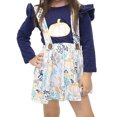 thumbnail image 3 of Little Girl Dress Kids 2 Pieces Skirt Set Thanksgiving Pumpkin Top Suspender Dress Set Navy 4 M (202003), 3 of 3