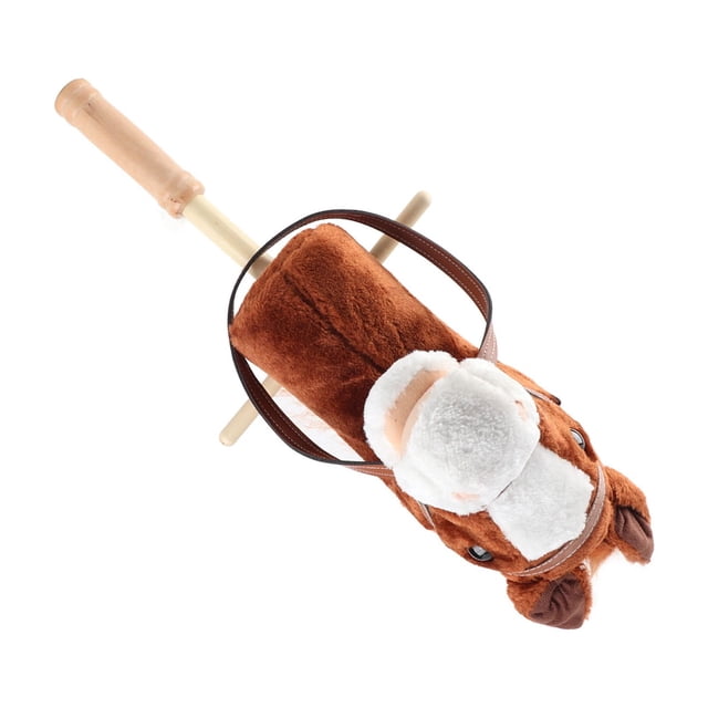 Plush Horse Stick Toy Cartoon Look Sound Effect Horse Riding Stick Toy for Kids Toddlers