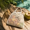 thumbnail image 7 of OCCOA Handmade Woven Beach Hollow Casual Handbag Large Capacity, Woven Tote Shoulder Bag for Summer Vacation, Boho Beach Accessory, White, 7 of 7