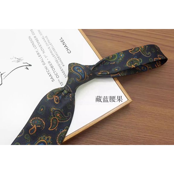 Yongchuantie 3.15-inch Men's High-quality Dark Blue Paisley Pattern Formal Business Banquet Tie