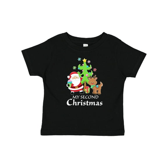 Inktastic My 2nd Christmas with Santa Reindeer and Tree Boys or Girls Baby T-Shirt
