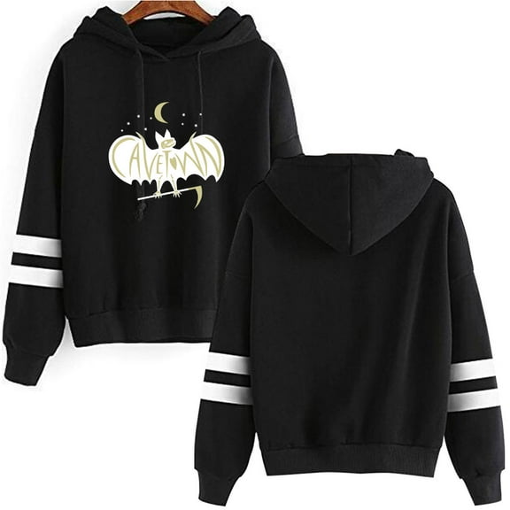 Cavetown Double bar sleeve pocket free men's and women's fashionable long sleeved casual hooded sweatshirt