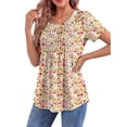 thumbnail image 3 of Fantaslook Blouses for Women Pleated Short Sleeve Tunic Tops Dressy Casual Summer Shirts, 3 of 9