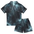 thumbnail image 2 of FORMRS Kids Short Sleeve Top and Pants Pajama Set Unisex Satin 2-Piece Sleepwear, Sizes 13-14Y, Lightning Pattern, 2 of 8