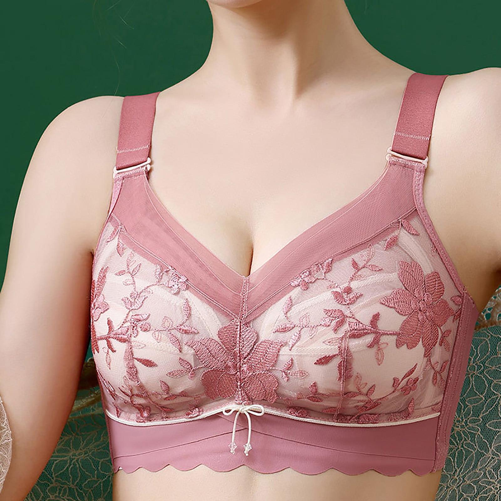  n/a Big Breast Women Big Size Hot Wire Free Thin Soft Wire Less  Bralette Unpadded Push Up Big Breast Underwear Bra Cup (Color : D, Size :  48 110CD) : ביגוד