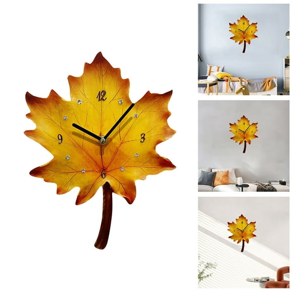 Wall Clock Battery Operated Maple Leaf Shape Wall Clock Living Room Dining Room Decoration Mute Wall Clock Natural Wall Clock Timer Loud Alarm Timer Cubes Cooking Items for The Blind