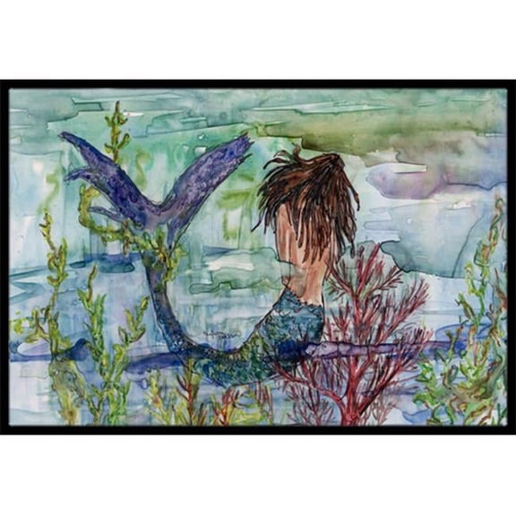 Brunette Mermaid Coral Fantasy Door Mat