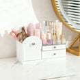 thumbnail image 6 of VUSIGN 3-in-1 Makeup Organizer Jewelry Box, Cosmetic Jewelry Storage Desk Pen Organizer, Clear Beauty Holder for Lipstick Brush Skincare, Earring Case with Adjustable Velvet Trays for Ring Necklace, 6 of 10