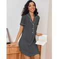 thumbnail image 2 of Ekouaer Women's Nightgown Button Down Nightshirt V Neck Sleepshirt Short Sleeve Sleepwear, 2 of 6