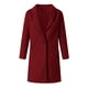 thumbnail image 3 of Cárdigan de mujer de color liso con solapa y bolsillo, abrigo largo de lana con botones, chaqueta tipo cárdigan, abrigo para mujer, 3 of 4
