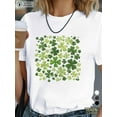 thumbnail image 1 of Women's St. Patrick's Day Black T-Shirt with Vibrant Green Four Leaf Clover Design - Comfortable Polyester, Short Sleeve, Round Neck, Machine Washable Tee For Adult, Men, Women, Teen, Teenager, Adole, 1 of 7